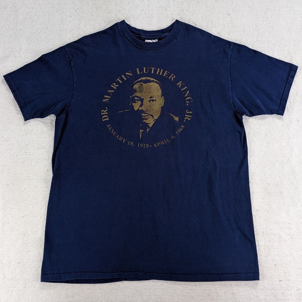 Vtg 90s Martin Luther King Jr T-Shirt Mens XXL Portrait Quote Single Stitch Blue